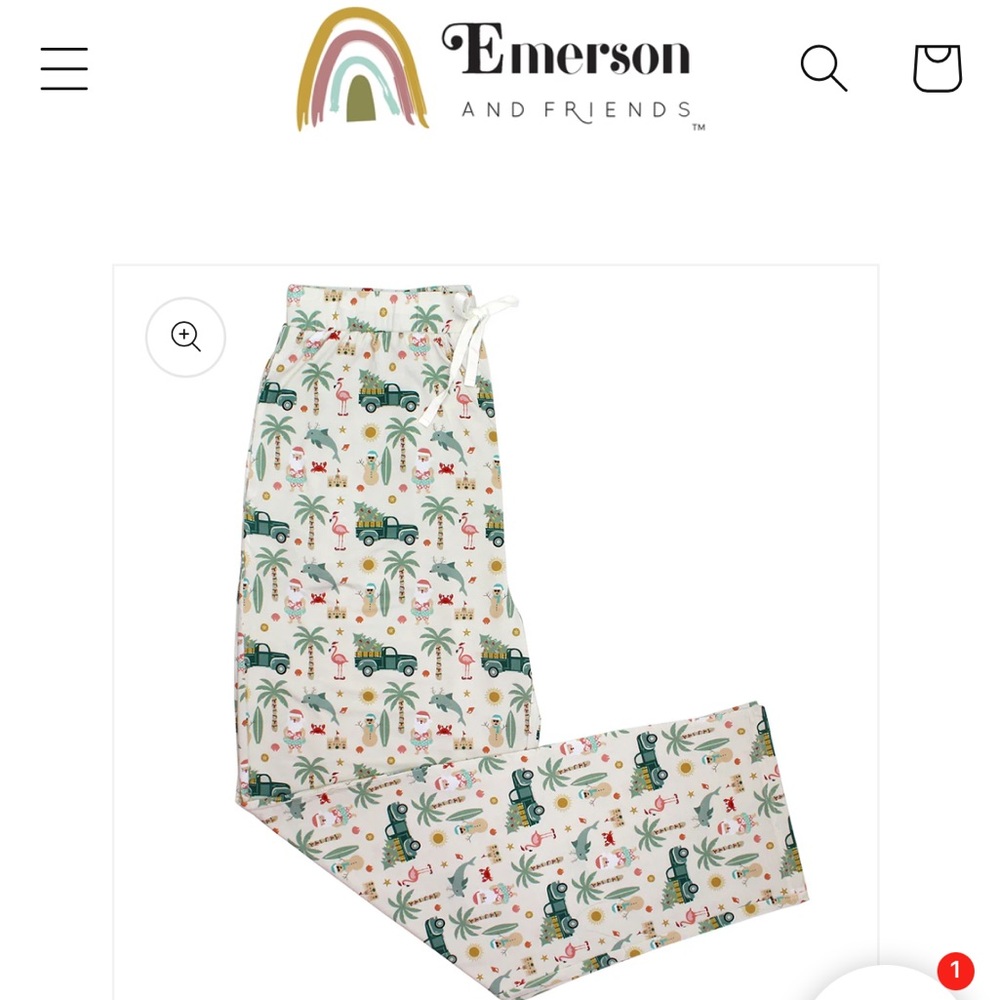 Emerson & Friends Coastal Christmas Bamboo Relaxed Lounge Pajama Pants M NWOT